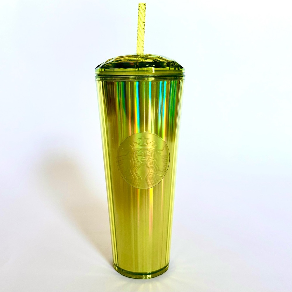 STARBUCKS 24oz TUMBLER LIMITED EDITION BEST IRIDESCENT FLUORESCENT LIME GREEN